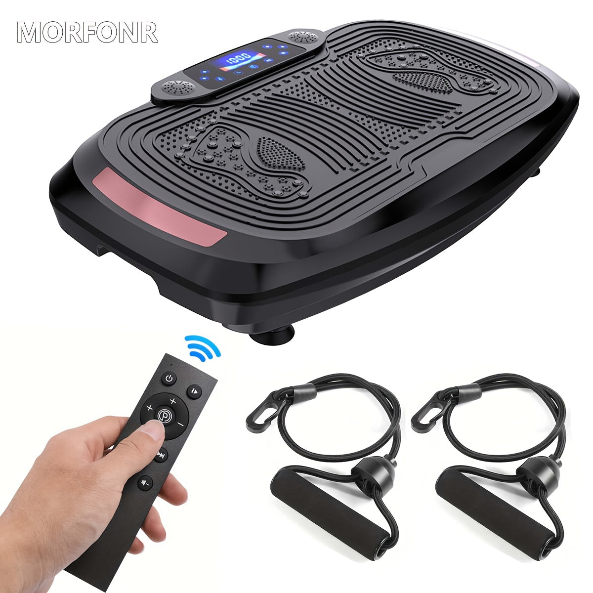 Vibratie Fitness Trainer – Fitnessplaat – Trilplaat – Workout Plate – Vibration Board – Inclusief 2 Trainingskoorden – Max Draaggewicht 150 kg – Zwart – 220-240V