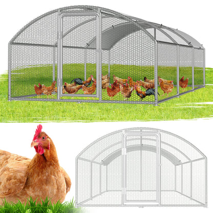 Chicken Coop Free-Range Enclosure, 3X2X2M/3X4X2M/3X6X2M/3X8X2M Galvanized Steel, Chicken House Dome Roof with Lock And Pe-Colored Tarpaulin, Easy to Clean, for Chicken Cage Bird Cage.