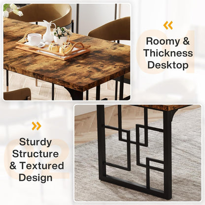 Eettafel – Tafel – Keukentafel – Eetkamertafel – Industriële Tafel – Voor 6 Personen – Robust Metaal & MDF – Industriële Rustiek Bruin