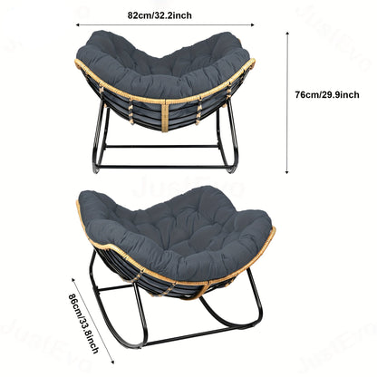 Schommelstoel – Relaxstoel – Loungestoel – Fauteuil – Voedingsstoel – Stevig Carbonstalen Frame – Dik Zacht Kussen