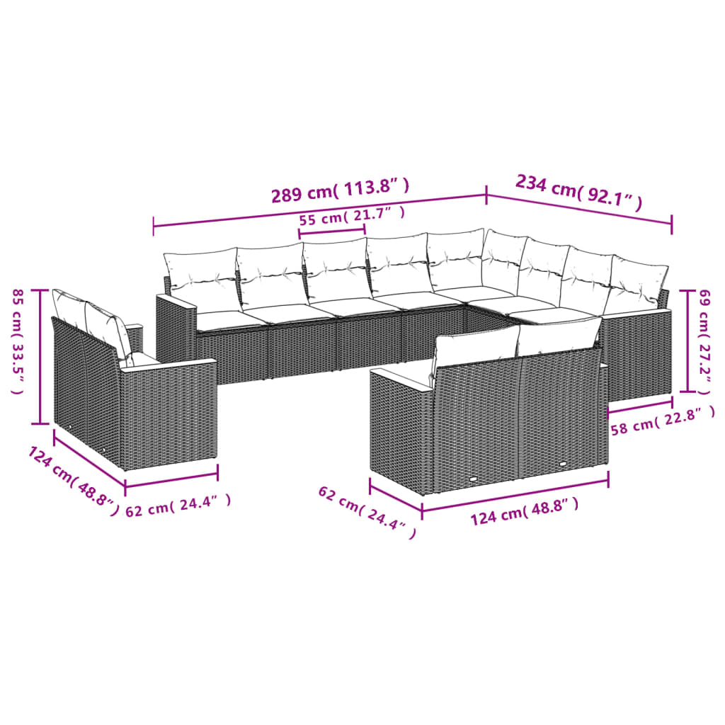 Buitenbank – Tuinbank – Zitbank – Tuinmeubel – Loungebank – Weerbestendig Polyrattan – Inclusief Tafel Met Acaciahouten Blad - Zwart