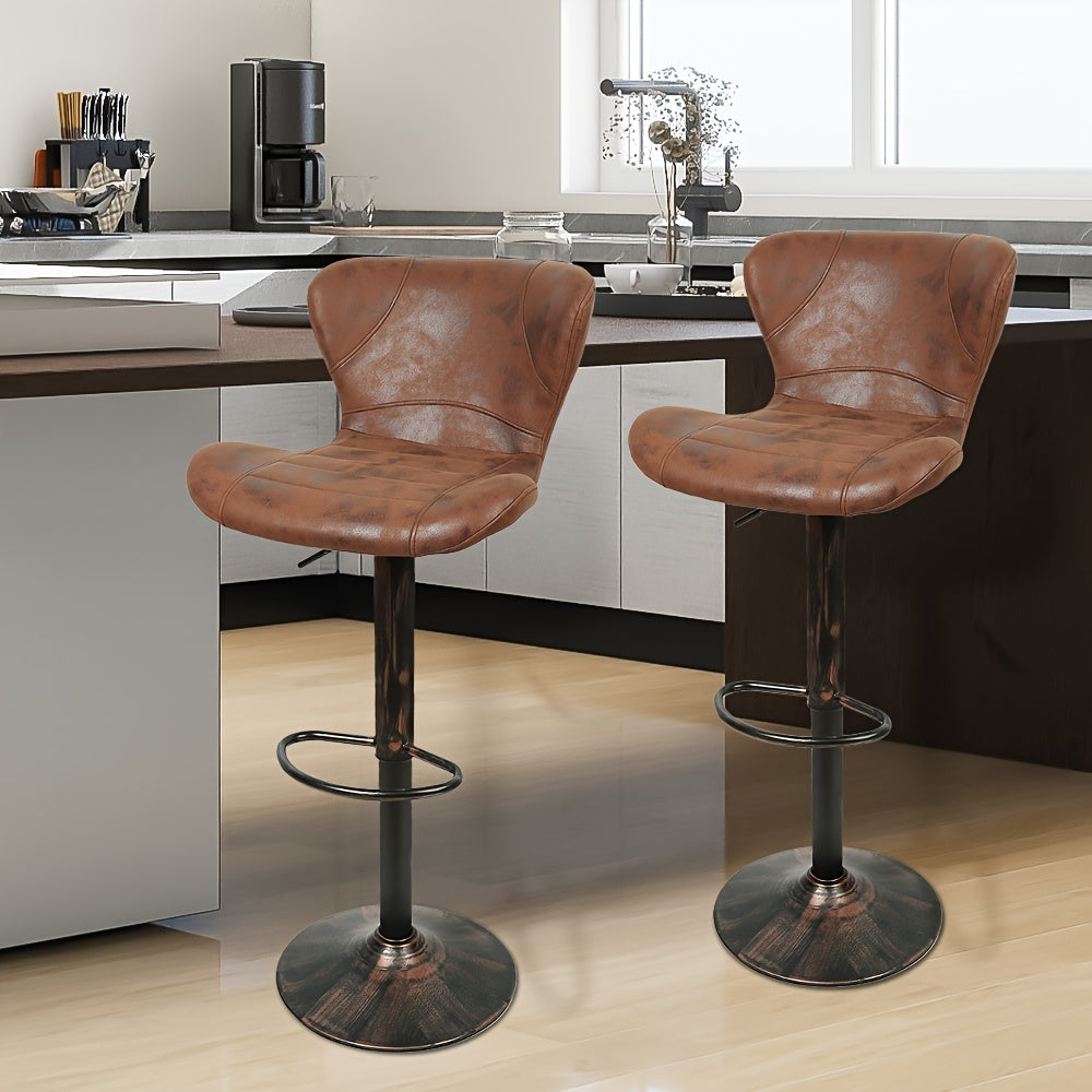 Barstoel – Barkruk – Barstoel Set – Keukenkruk – Bistrostoel – Set van 2 – PU Leren Bekleding – Metaal Frame – Verstelbare Zithoogte – Stijlvol Modern Design