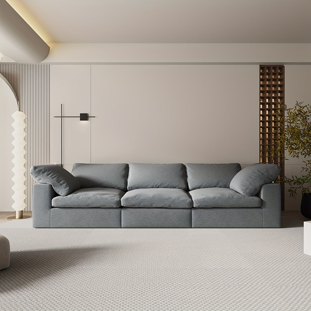 Wolkvormige Modulaire Bank – Slaapbank – Zitzak – Loungeset – Modulair Meubel – Grijs – Zachte Chenille Bekleding – Diepe Zitting