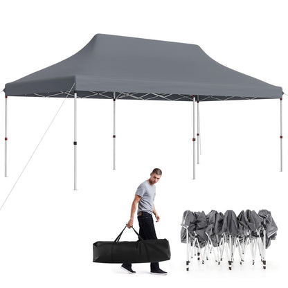 Vouwpaviljoen – Partytent – Tuinpaviljoen – Tent – Overkapping – Waterbestendig – UV Bescherming SPF50+ – Hoogte Verstelbaar – Grijs – 3x6m