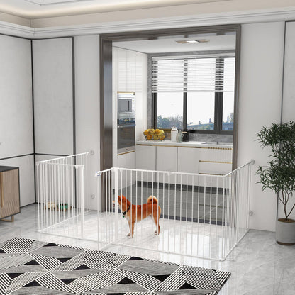 Puppy Playpen, Foldable Portable Dog Playpen, Steel Puppy Playpen, Lockable Door, Weather , Black