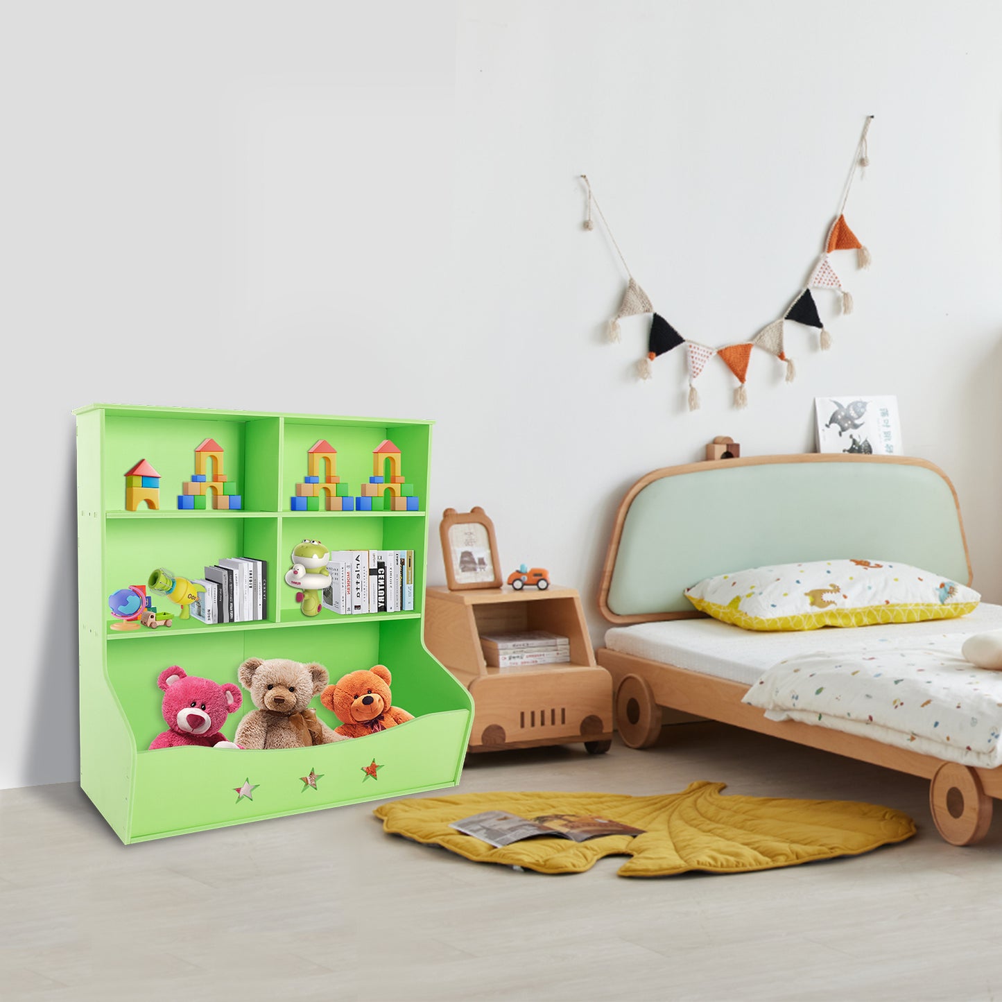 Boekenkast 3 Laags – Boekrek – Opbergkast – Plankenkast – Kastje – Lichtgroen – Grote Opbergruimte – Stevig Plastic
