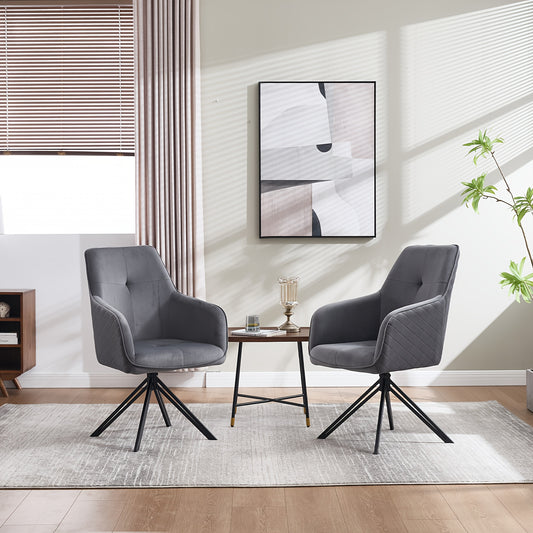 Two-Piece 180° Rebound Swivel Dining Chair Set, Comfortable Dining Table And Chair with Velvet Fabric Armchair Cover, Suitable for Dining Room, Living Room And Office. Multiple Colors Are Available, Modern Dining Chair, Dini