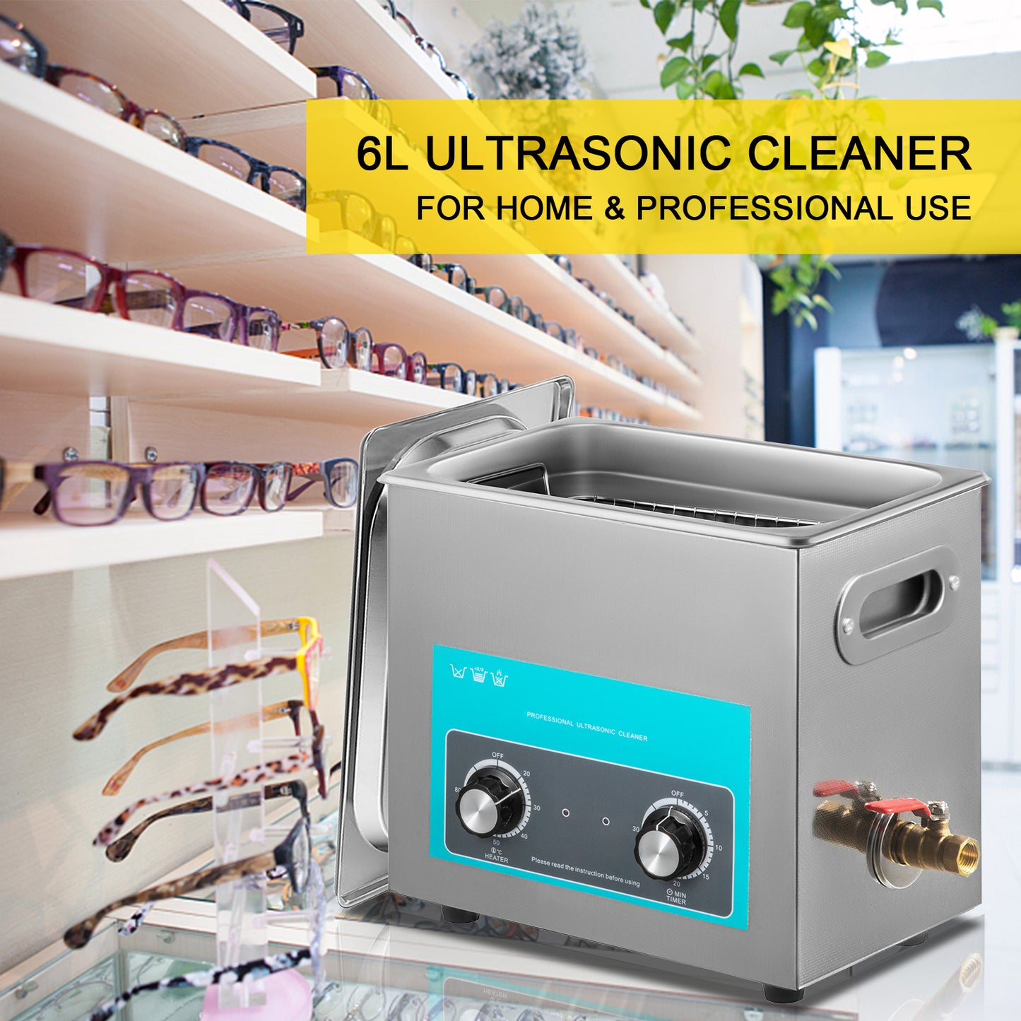 Ultrasone Reinigingsmachine – Ultrasoon Reiniger – Sieradenreiniger – Tafelmodel Reiniger – Roestvrijstalen Tank – 6,5 Liter Inhoud – Verstelbare Verwarming 20-80°C