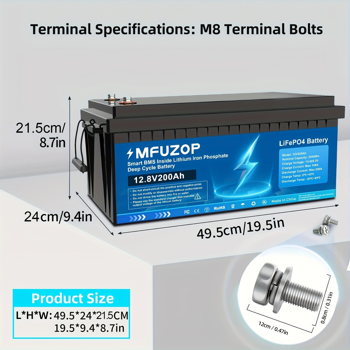 Accubatterij – LiFePO4 Accu – Lithium Accu – 12V Batterij – Deep Cycle Accu – 300Ah Capaciteit – 200A BMS Veiligheidssystemen