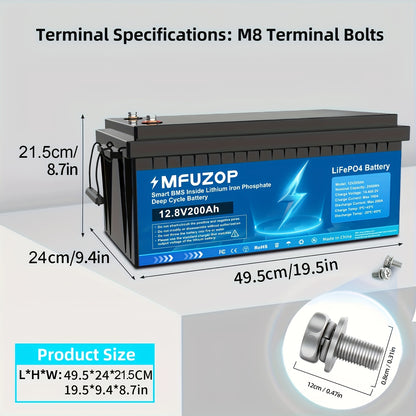 Accubatterij – LiFePO4 Accu – Lithium Accu – 12V Batterij – Deep Cycle Accu – 300Ah Capaciteit – 200A BMS Veiligheidssystemen