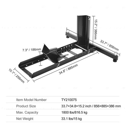 Motorstandaard – Wielhouder Motorfiets – Wielenstopper – Motorparkeerstandaard – Verstelbare Motorwielhouder – Zwart – Geschikt Voor Wielen 15-22 Inch – Draagvermogen Tot 815 Kg - QUORE