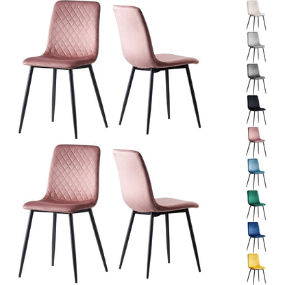 Eetkamerstoelen – Stoelen – Kuipstoelen – Designstoelen – Velours Stoel – Set van 4 – Metalen Poten – Ergonomisch Comfort – Beschermende Glijders