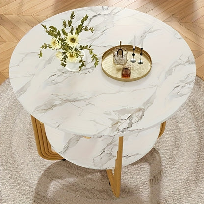 Luxury White Bamboo Round Dining Table & Coffee Table - 4-Person Expandable Design with Storage Plate in Center, Small Dining Table, Round Dining Table And Chair Set, Coffee Table Living Room, Round Coffee Table, Dining Table