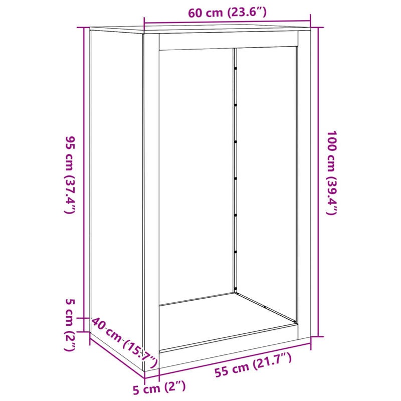 Large Heavy-Duty Galvanized Firewood Holder - Heavy-Duty Outdoor/ Log Storage Rack, 60x40x100cm (23.6"x15.7"x39.4") Tall Log Organizer with Sturdy Frame for Patio, Fireplace, Wood Burner - Easy Assembly, Durable Firewood Dry