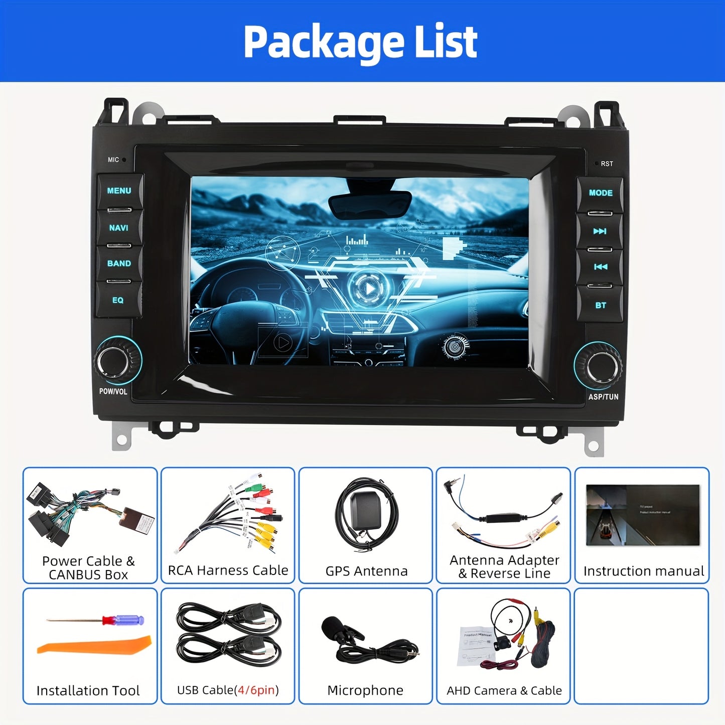 ESSGOO 2G+32GB Android 14 Car Stereo Auto Radio for Benz A/B Class for W169 for W245 for W639 Vito for W906 Sprinter Crafter Viano 7 Inch/17.78cm HD Screen with Wireless Carplayer, Android Auto, GPS NAVI WiFi FM RDS USB SWC M