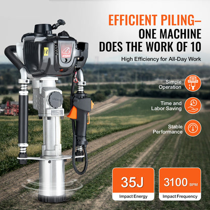paalrammer – paalhamer – hekpaalrammer – paaldrijver – paalhamer benzine – 37,7cc 4-takt motor – 3 verwisselbare paalkoppen