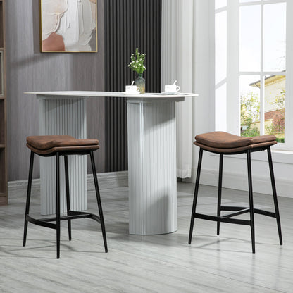 Barstoel – Barkruk – Hoge Stoel – Barstoel Industrieel – Kruispoot Kruk – Stalen Frame – Gestoffeerde Zitting – 48,5x38,5x68,5 cm – Set Van 2 – Voetsteun