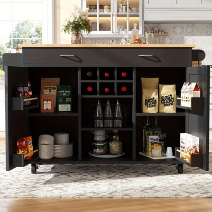Keukeneiland – Keukentrolley – Keukenkast – Opbergmeubel – Buffetkast – MDF Werkblad – 102x45x92 cm – Wieltjes en Modern Design