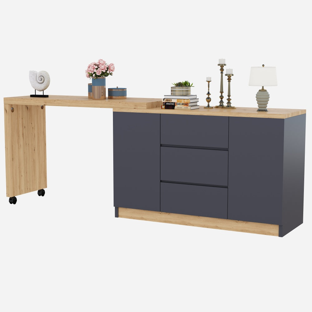 Bureau – Inklapbaar Bureau – Mobiel Bureau – Werkplek – Kantoortafel – Ruimtebesparend Ontwerp – 4 cm Dikte Tafelblad – Zwenkwieltjes Met Vergrendeling