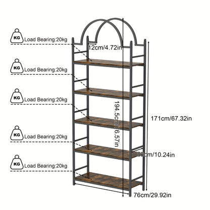 Industriële Boekenplank – Boekenrek – Wandkast – Plantentafel – Opbergkast – 5 Niveaus – Metaal En Hout – 195,5 cm Hoog