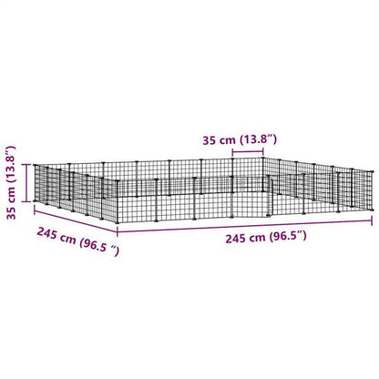Easy to assemble Pet cage with 28 panels and door Black 35x35cm ventilated weather resistant small animal fence and cage