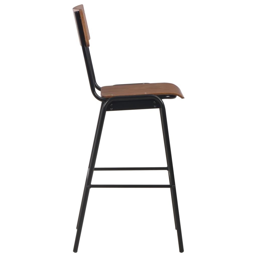 Barstoel – Barkruk – Barstoel Kruk – Barkrukken – Barstoelen – Massief Multiplex – Stapelbaar – Set van 6 – Poedercoated Stalen Poten