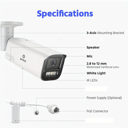 Beveiligingscamera – Camerabewaking – Bewakingscamera – Buitencamera – IP Camera – 4X Optische Zoom – Kleurennachtzicht Met Anti-Fog