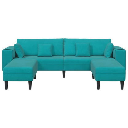 Velvet Bank – Fluwelen Sofa – Zitbank – Loungebank – Slaapbank – Zacht Fluweel – Stevig Houten Frame – Turquoise Zonder Ottoman