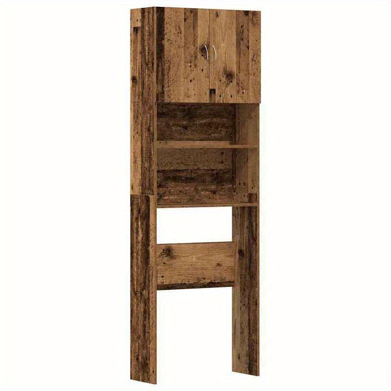 Wasmachinekast – Wasmachineombouw – Wasmachineberging – Opbergkast – Kast Voor Wasmachine – Nostalgisch Oud Hout Design – Afmetingen 64x24x190 cm – Bruin