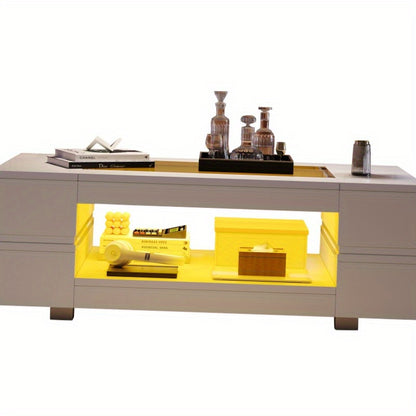 Koffietafel – Salontafel – Bijzettafel – Lounge Tafel – Woonkamertafel – Wit – Vintage Design – Duurzaam Metaal – Bedieningsfunctie Zonder Stroom