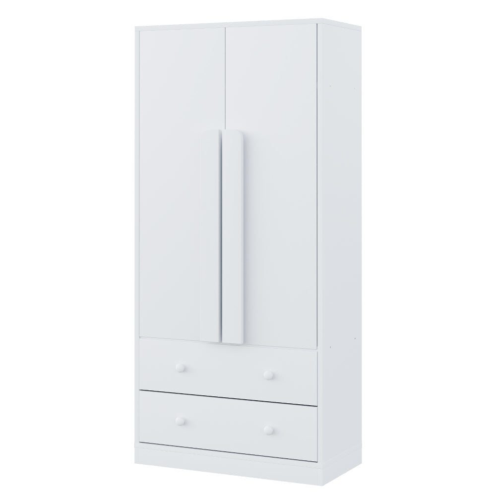 Kledingkast – Garderobekast – Opbergkast – Draaideurkast – Slaapkamerkast – Wit – Met Lades – Metaal – 70x40x170 cm – Eigentijds Design