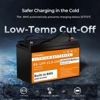 12V 100Ah LiFePO4 Accu – Lithium Accu – Camper Accu – Solar Accu – Camping Accu – 10 Jaar Levensduur – 15000+ Cyclus Capaciteit