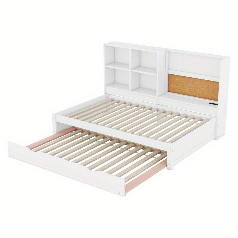 Slaapbank – Bedbank – Logeerbed – Sofa Bed – Bedbank Met Opbergruimte – Wit – Uitklapbaar – Met Duurzaam Metalen Frame – Geen Montage Nodig