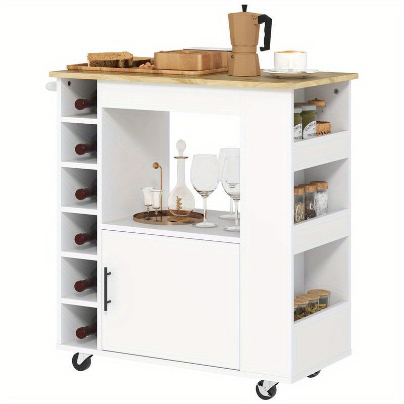 Keukentrolley – Keukenkast – Serveerwagen – Rolwagen – Opbergtrolley – Compact Werkblad – Duurzaam Hout, Metaal en Kunststof