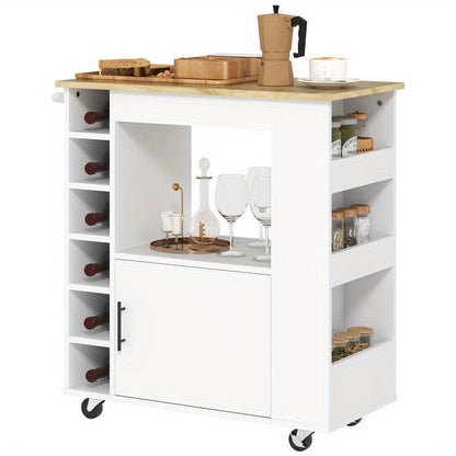 Keukentrolley – Keukenkast – Serveerwagen – Rolwagen – Opbergtrolley – Compact Werkblad – Duurzaam Hout, Metaal en Kunststof