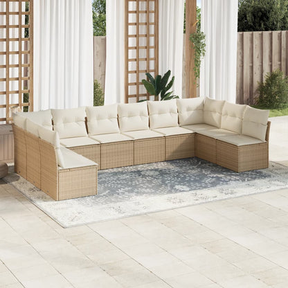 Loungeset – Loungesets – Tuinset – Buitenmeubel – Loungebank – Modulair Design – Onderhoudsvriendelijk PE-Rattan – Zonder Tafel – Beige & Crème Kussens