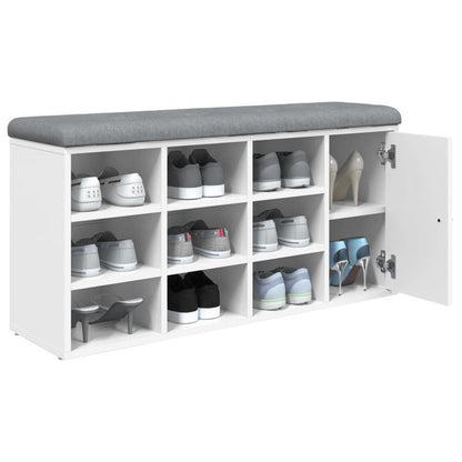 Schoenenbank – Schoenenkastje – Schoenopbergmeubel – Schoenrek – Houten Bench – Wit – Stevig MDF – Compact 102x32x50 cm