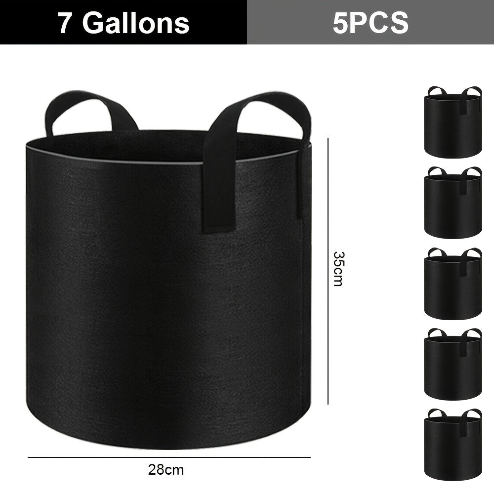 Set van 5 Plantenzakken met Handvatten – Grow Bags en Plantencontainers – Capaciteit 11–37L