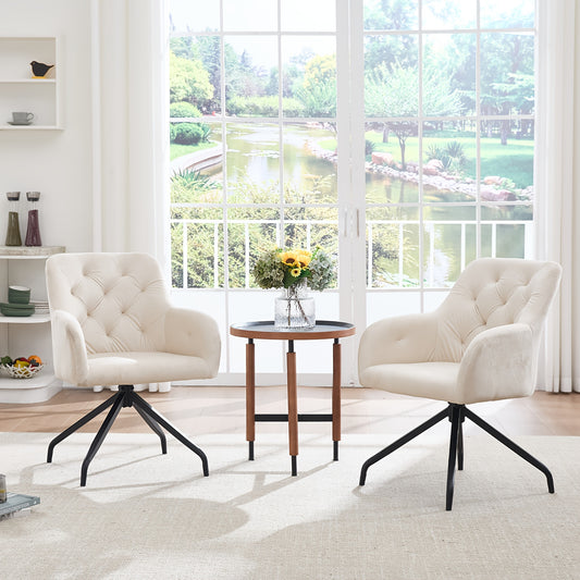 Eetkamerstoel – Draaistoel – Fauteuil – Kuipstoel – Armstoel – Set Van 2 – Velvet Bekleding – Memory Foam Zitkussen