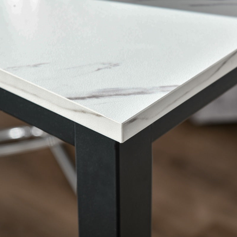 Bartafel – Bartafels – Statafel – Keukentafel – Eettafel – Verstelbare Hoogte – Marmerlook MDF Blad – Zwart Stalen Frame – 120x40x100 cm