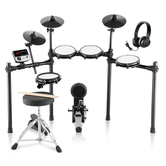 Elektronische Drumstel – Elektrisch Drumstel – Elektronisch Drumset – Digitale Drumkit – E-Drum – 480 Geluiden – 32 Drumkits – Verstelbare Drumkruk – Dual-Trigger Snaredrum