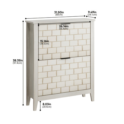 Schoenenkastje – Schoenenopberger – Schoenenrek – Schoenenkast – Schoenendisplay – Wit Vrijstaand Mid-Century Modern – Ruimtebesparend Verticaal Ontwerp – Duurzaam Rattan Materiaal