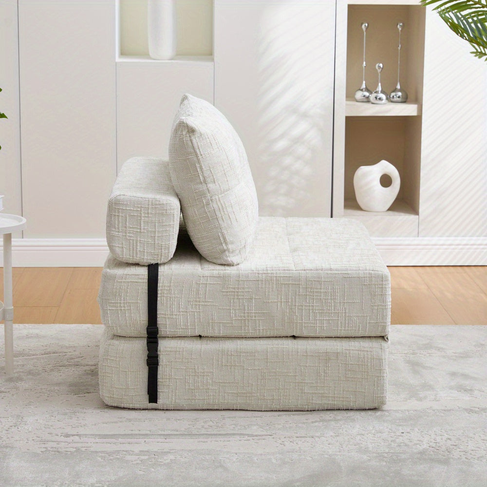Slaapbank – Sofa – Bedbank – Slaapstoel – Logeerbed – Inklapbaar Ontwerp – Stevig Duurzaam Frame – Beige