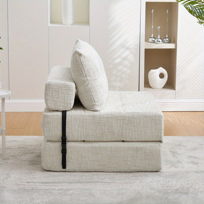 Slaapbank – Sofa – Bedbank – Slaapstoel – Logeerbed – Inklapbaar Ontwerp – Stevig Duurzaam Frame – Beige