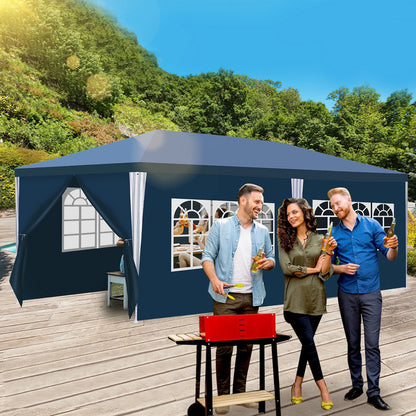 Partytent – Paviljoen – Feesttent – Tuinentent – Opvouwbare Tent – 3x6 Meter – Waterdicht PE Doek – Met Afneembare Zijwanden - Blauw