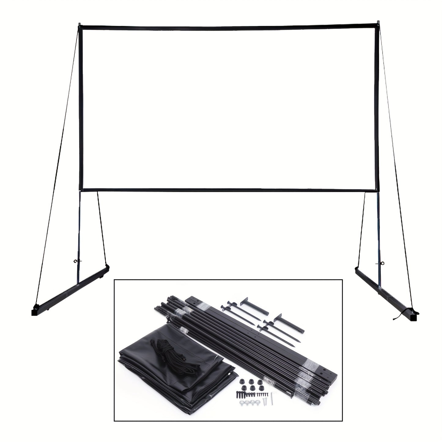 Projectiescherm – Projectiedoek – Beamerscherm – Projector Scherm – Beamer Scherm – 150 Inch – 16:9 Formaat – Draagbaar Met Statief
