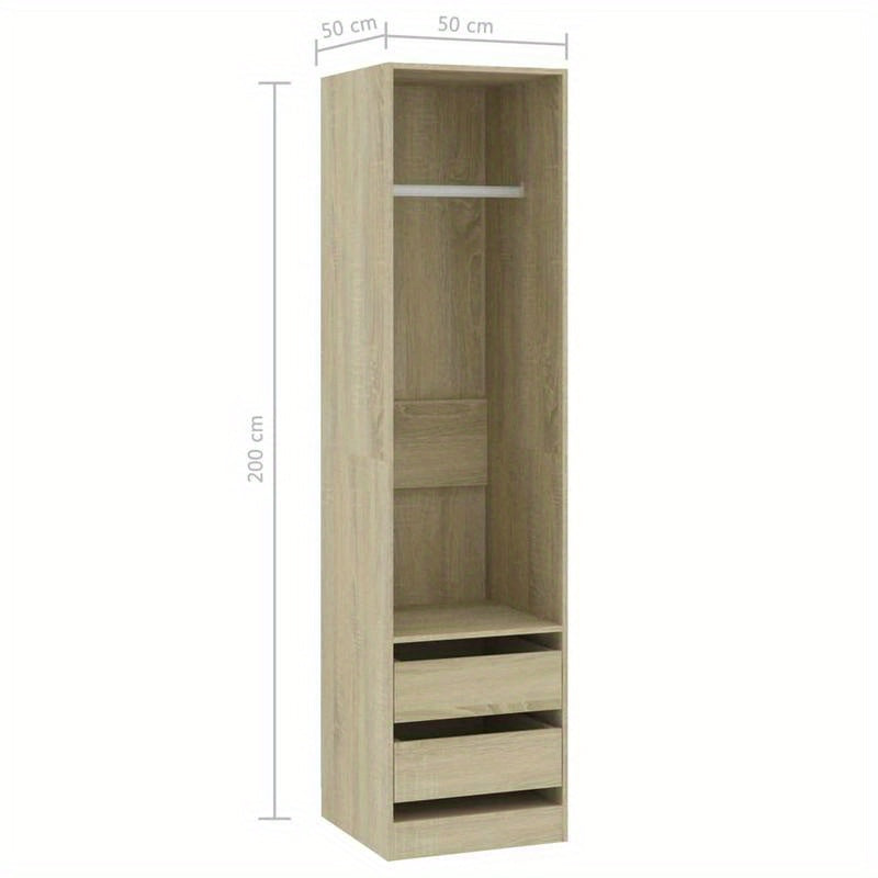 Wardrobe with Drawers 50X50X200 Cm Made of Treated Sonoma Oak Wood.