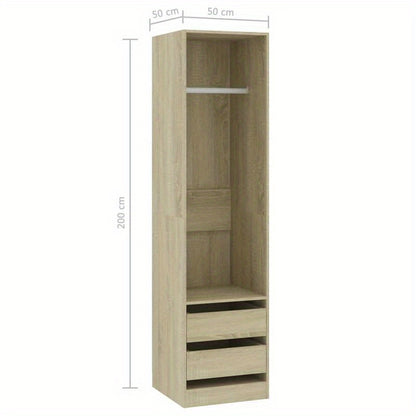 Wardrobe with Drawers 50X50X200 Cm Made of Treated Sonoma Oak Wood.
