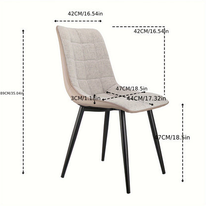 Set of 2 Modern Grey Metal Frame Upholstered Dining Chairs with Foam Cushion - Sturdy Legged, Easy-Clean Surface, Ergonomic Backrest & Armrests, Space-Saving Design for Small Spaces, Multi-Room Use (Durable Metal Frame, Minim