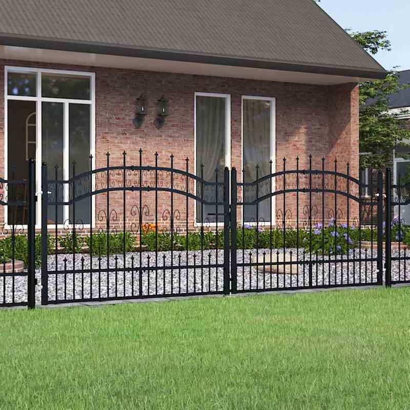 Zwarte Stalen Poort – Tuinpoort – Opritpoort – Erfafscheiding – Metalen Poort – Speerpuntontwerp – 305x151 cm – Weerbestendig & Onderhoudsvriendelijk